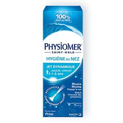 Physiomer Jet Dynamique-Hygiène du nez-Dispositif médical-Spray nasal 100 % eau de mer à partir de 6 ans-Dégage le nez-Facilite l’élimination du mucus-135 ml
