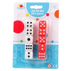 FLYPOP'S - Dobbelstenen - Dobbelsteenspel - 140468LIN - Rood en Wit - Plastic - 2 tot 6 spelers - Bordspellen - Yahtzee - Geluk - 1,4 cm x 1,4 cm - Vanaf 5 jaar