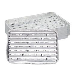 Relaxdays Juego Pack 25 Bandejas de Aluminio para Barbacoa, 34 x 22 cm, Recipientes con Agujeros, Parrilla u Horno, Plateado, 25er Set