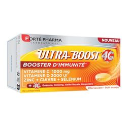 Forté Pharma - Ultra Boost 4G Booster d’Immunité | Complément Alimentaire Booster d'énergie | Vitamine C - Vitamine D - Guarana, Gelée Royale, Gingembre, Giseng | 30 comprimés Effervescents