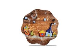 Riffelmaker 11006 - glazen bord bonte huizen, 1 stuk, diameter 19 cm, meerkleurig, koekjesborden van glas, serveerborden, koekjes, Kerstmis, advent, peperkoek, Sinterklaas, St. Martin