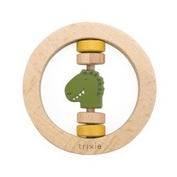 Trixie Houten ronde rammelaar Mr. Dino FSC-gecertificeerd hout - BPA-vrij babyrammelaar - veilig, duurzaam en gemakkelijk vast te pakken ontwerp voor baby's