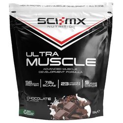 SCI-MX Ultra Muscle - Protein Powder for Muscle Development + 23 Vitamins & Minerals - Chocolate • 56g Protein + 5g Creatine + 7.8g BCAAs per Serving • 1.5kg