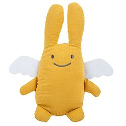 Trousselier - Peluche musical – Lapin d'ange – Berceuse musicale W.A Mozart – 24 cm de altura – Tissu en lin – Chic moderne – Cadeau de naissance idéal – Lavable en máquina – Curry Couleur – 2 piezas