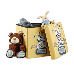 Relaxdays Tabouret Pliable pour Enfant avec Couvercle, Polyester, Bleu, 38 x 38 x 38 cm