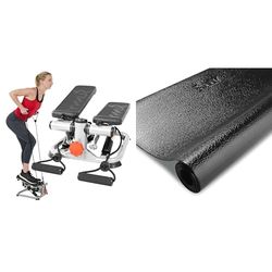 Sunny Health & Fitness Advanced Mini Home Steppers with Resistance Bands + Equipment Mat -Extra Small - NO. 074-XS
