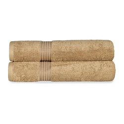 Superior Lot de 2 draps de Bain surdimensionnés de qualité hôtelière et Spa 100% Coton peigné à Longues Fibres de qualité supérieure – Toast 86,4 x 172,7 cm chacun