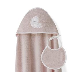 Ensemble Interbaby: Cape de bain Bébé a capuche avec bavoir - Sweet Moon rose maquillage