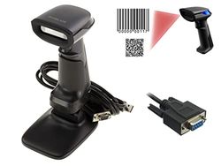 KALEA-INFORMATIQUE Escáner de Mano para códigos de Barras Tipo EAN y códigos 2D Tipo QR. Conexión Serie COM RS232. Suministrado con Soporte, Parpadeo automático