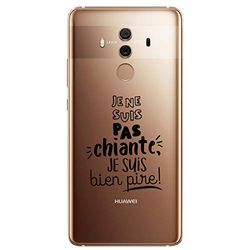 Zokko Beschermhoes voor Huawei Mate 10 Pro (Je Ne Suis pas Chiante Je Suis bien pire) – zacht transparant inkt wit