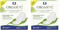 Organ(y) c, Compresas de Algodón Certificado 100% Biológico para Sangrado Abundante - 1 paquete x 10 unidades (Paquete de 2)