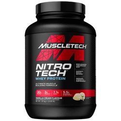 MuscleTech NitroTech Whey Protein Powder, Muscle Maintenance & Growth, Whey Isolate Protein Powder With 3g Creatine, Protein Shake For Men & Women, 6.8g BCAA, 40 Servings, 1.8g, Vanilla Cream