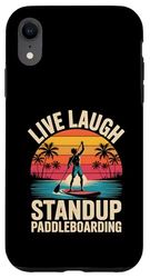 Retro Live Laugh Standup Paddleboarding Fun Case for iPhone XR