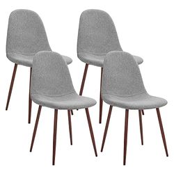 CangLong Pranzo sedie scandinave in Tessuto Premium con Gambe in Metallo, Fabric, Foam, Metal, Grey, Set of 4, 4 unità