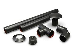 S & M 485633 kit accessoires + Tube émaillé résister jusqu'à 850 °C pour poêles et cheminées de Pellets avec Conduit de Ø 80 mm, Noir