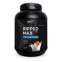 Ripped Max Caséine | EAFIT | Assimilation lente caseine 100% micellaire + Vitamines et Minéraux (magnesium,fer) | Riche en proteine | En poudre à mélanger dans un shaker pour le sport | Fraise |750g