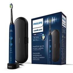 Philips Sonicare ProtectiveClean 5100 spazzolino elettrico, spazzolino sonico con 3 modalità di spazzolamento, Clean, White e Gum Care, sensore di pressione, timer e custodia da viaggio, blu, modello HX6851/53