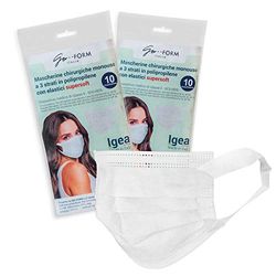 Go-Form IGEA Tipo I, CE - Mascherine Chirurgiche - 10 Pezzi, Colore Bianco