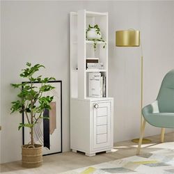 Elegancka biała półka na książki, wysokość 134,6 cm, szerokość 29,6 cm, głębokość 21,6 cm, 100% pokryta melaminą, grubość 18 mm, idealna do nowoczesnej dekoracji domu