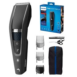 PHILIPS Tagliacapelli serie 5000 con tecnologia Trim-n-Flow Pro, uso con filo e senza fili, 28 impostazioni di lunghezza, HC5632/13, nero, 1 pezzo (confezione da 1)