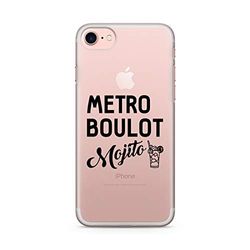 Zokko Beschermhoesje voor iPhone 8, motief: Metro Boulot Mojito - Maat iPhone 8 - zacht transparant inkt zwart