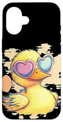 Cutie Duck with Love Googles per gli amanti degli occhiali da sole Custodia per iPhone 16