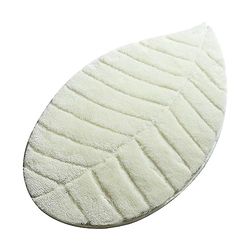 Tapis de bain crème en forme de feuille