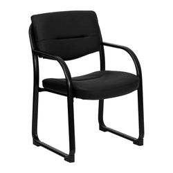 Flash Furniture Silla de recepción ejecutiva Donny Black LeatherSoft con Base Tipo Trineo