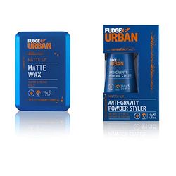 Fudge Urban Hair Wax, Matte Wax for Men, Matte Look Hair Styling Product, 70 g & Texturising Hair Styling Powder, Anti-Gravity Powder Styler,10 g