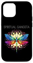 Coque pour iPhone 14 Pro Mandala de méditation spirituel Gangsta Libellule Yoga