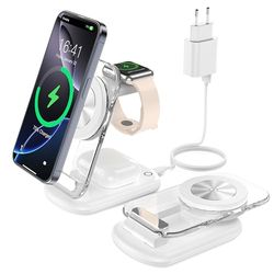 Mag Safe Laadstation, Apple Watch en iPhone, Mag Safe oplader, 3-in-1 opvouwbare draadloze oplader met iPhone 15 14 13, Travel Charging Pad IWatch, Air Pods