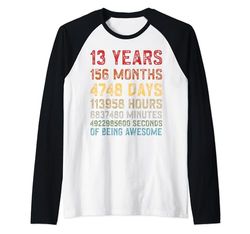 13 Años 156 Meses De Ser Increíble Para Adolescente Camiseta Manga Raglan