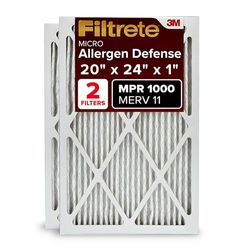 Filtrete Filtro de aire de 20 x 24 x 1, MPR 1000, MERV 11, filtros de aire plisados de 1 pulgada, defensa contra alérgenos de 3 meses, 2 filtros