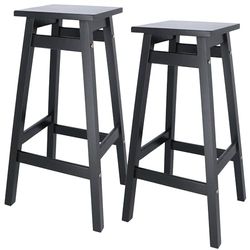 Well Home Juego de 2 Taburetes 'Laira' en madera de pino color negro H.70cm