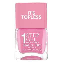 Nails Inc It's Topless Gel-Like Nail Polish, 4-in-1 Base Coat, Treatment, Colour & Top Coat, Long Lasting, Strong, Chip Free Nails, Glossy Salon Quality Manicure, Air Dry Nail Polish, Miley, 14 ML