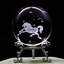 vskikris 3D Laser Unicorn Crystal Ball Paperweight with Stand - Glass Unicorn Figurine Birthday Gift