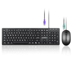 Perixx PERIDUO-117P, Wired Standard PS2 Keyboard Mouse Set - German QWERTZ Layout - Set with 3-Button Optical PS2 Mouse - 1.8 m Cable - Black