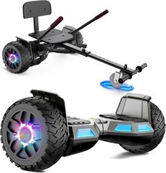 SISIGAD Hoverboard go Kart Seat,8.5" Off Road Hoverboards with LED Lights, All Terrain Hoverboards, Self Balancing Scooter with Bluetooth Speaker,Music Hoverboard and Kart Bundle