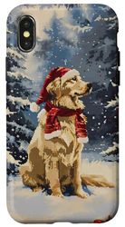 Carcasa para iPhone X/XS Funny Golden Retriever - Árbol de Navidad para mamá y papá