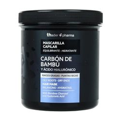 Thader Pharma Masque équilibrant au Charbon de Bambou et Acide Hyaluronique, idéal pour les racines grasses et les pointes sèches, 700 ml