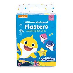 Reliance Medical Baby Shark Washproof Shark Shaped Plasters for Children - Essentials for Kids Safety and Health - Assorted Box of 20 (2 Shapes Options)