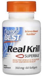 Doctor's Best - Real Krill 350mg | Soutien naturel pour la santé cardiaque et articulaire - 60 capsules