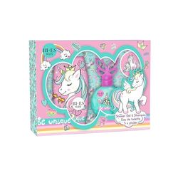 Unicorn Be Unique Kids Bath Time Gift Set - Gentle 2-in-1 Shower Gel & Shampoo (250 ml), Fragrant EDT Perfume (50ml), and 5 Adorable Unicorn Stickers