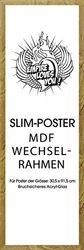 Wissellijst van het merk Shinsuke® voor slanke posters van 30,5 x 91,5 cm van MDF houtvezelmateriaal. buitenmaat 35,4 x 96,4 cm - houtlook eiken. 30 mm P