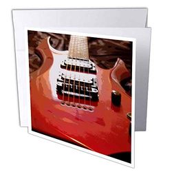 3dRose gc_35178_2 6 x 6-Inch "Red Abstract Guitar" Greeting Card (Pack of 12)