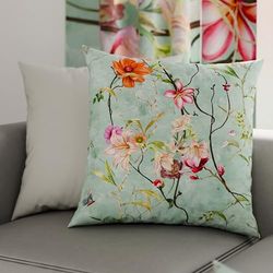 PETTI Artigiani Italiani - Par de fundas de almohada de 35 x 35 cm de microfibra, cojines para decoración de dormitorio, sofá, salón, juego de 2 fundas de cojín, funda de cojín Spring aguamarina, 100%