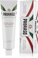 Proraso Shaving Cream Tube, 150ml, Sensitive Shaving Cream for Men Protects Skin, Formula with Oat and Green Tea Extracts, Made in Italy, White