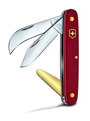 Victorinox Greffoir et serpette 3, Couteau Universel de Jardin, Multifonction, Léger, Swiss Made, 3 Fonctions, Lame courbée, rouge