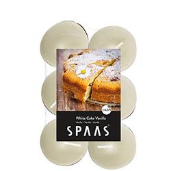 Spaas 10 x 12 Scented Tealights in Flatpacks, ± 4.5 Hours, White Cake Vanilla