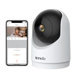 Tenda Telecamera Wi-Fi Interno 2K, Sorveglianza 360°, Rilevamento di Persone, Movimento e Notifiche, Webcam di Sicurezza per Bambini, Anziani, Visione Notturna, 2.4 ghz, Wi-Fi 6, CP3 3.0